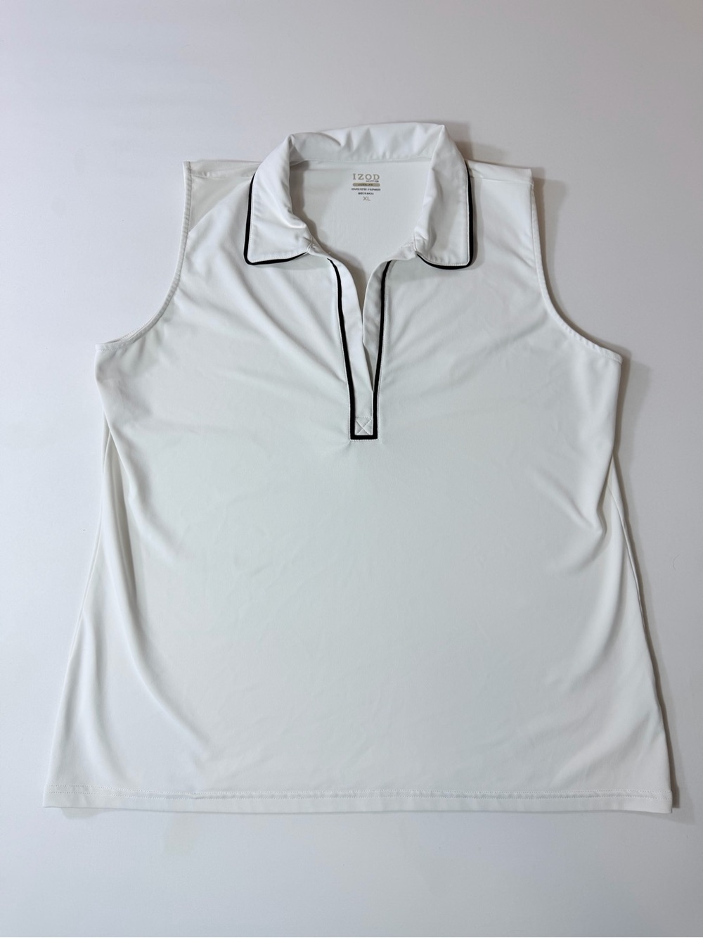 Izod White Sleeveless Polo Tank with Black Contrast Trim Women’s Sz Medium